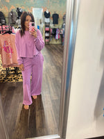 Load image into Gallery viewer, Vintage Plum Wide Leg Sweat Pants
