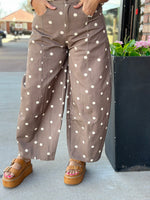 Load image into Gallery viewer, Polka Dot Chocolate Wide Denim
