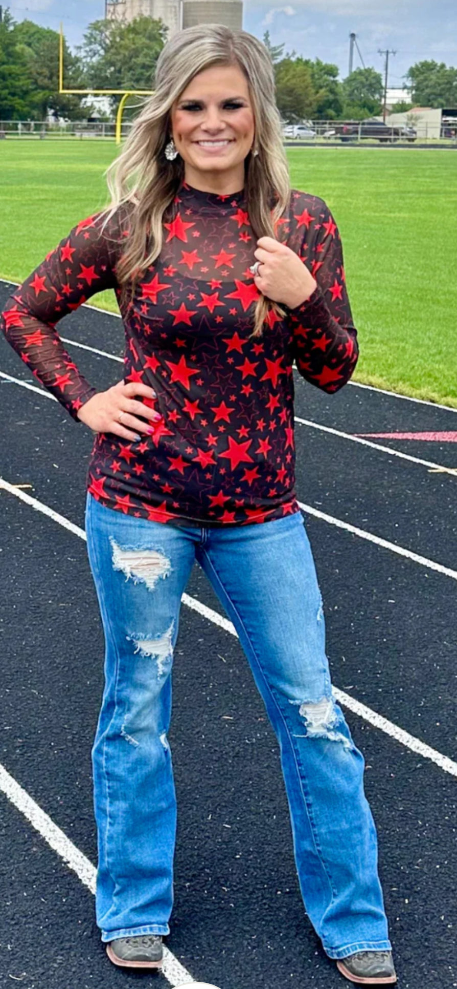 STERLING KREEK ~ GO TEAM GO RED AND BLACK MESH