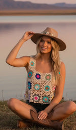 Load image into Gallery viewer, Sewn and Seen ~ Multi Color Crochet Cover Top
