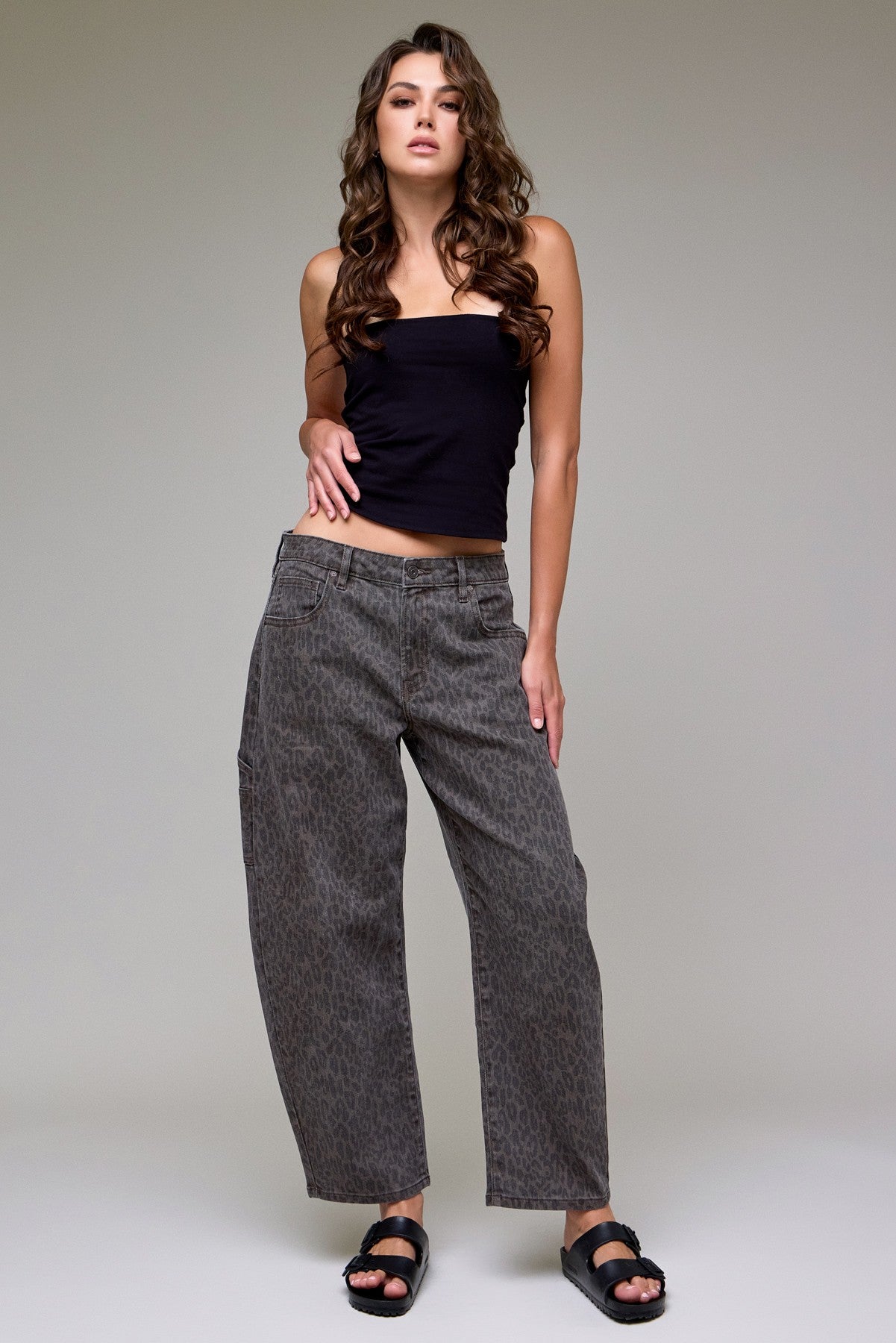 Brown Cheetah Cropped Carpenter Barrel Denim