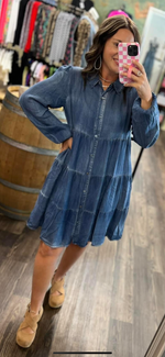 Load image into Gallery viewer, Chambray Babydoll Dress
