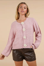 Load image into Gallery viewer, Very J Floral Button Crop Length Knit
Sweater Cardigan
