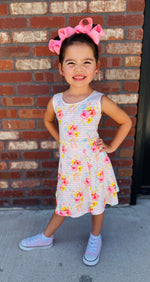 Load image into Gallery viewer, Floral &amp; Stripes Girls Tennis Dress
