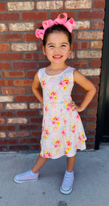 Floral & Stripes Girls Tennis Dress