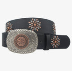 Load image into Gallery viewer, Two Tone Boho Buckle &amp; Stud Strap Belt
