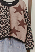 Load image into Gallery viewer, MELLO~ Leopard Star Pattern Round Neck Sweater
