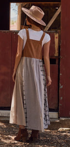 ODDI~ Patchwork Plaid Overall Dress