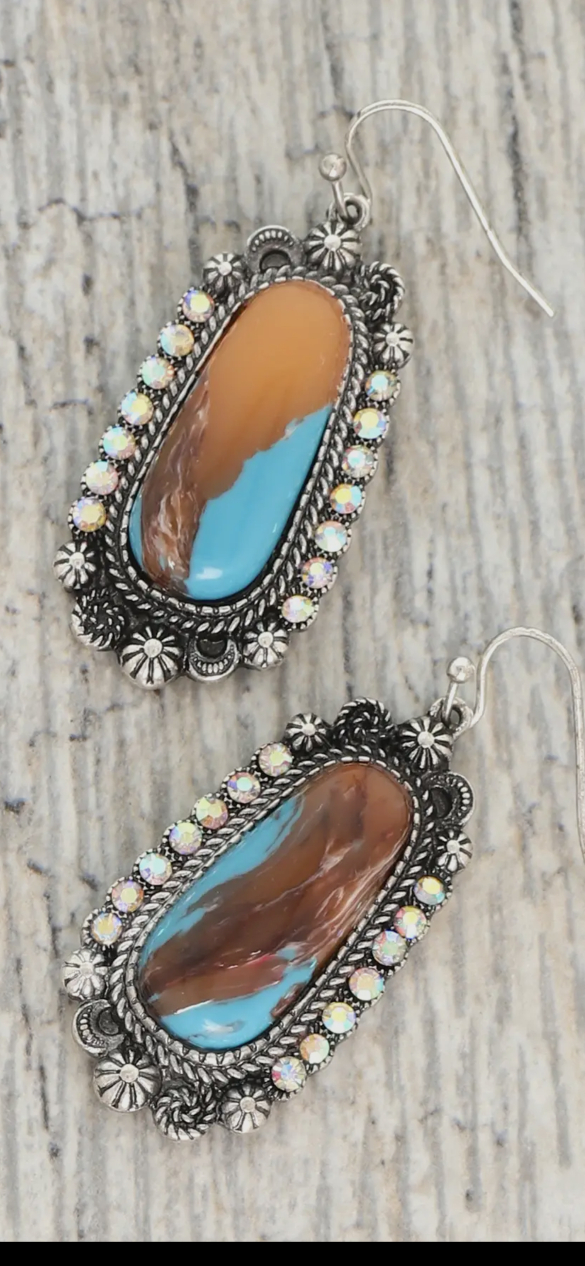 Trapezoid Turquoise Concho Drop Earrings