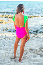 Load image into Gallery viewer, Laying Poolside Color Block Swimsuit
