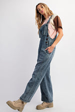 Load image into Gallery viewer, Washed Denim Loose Fit Jumpsuit
