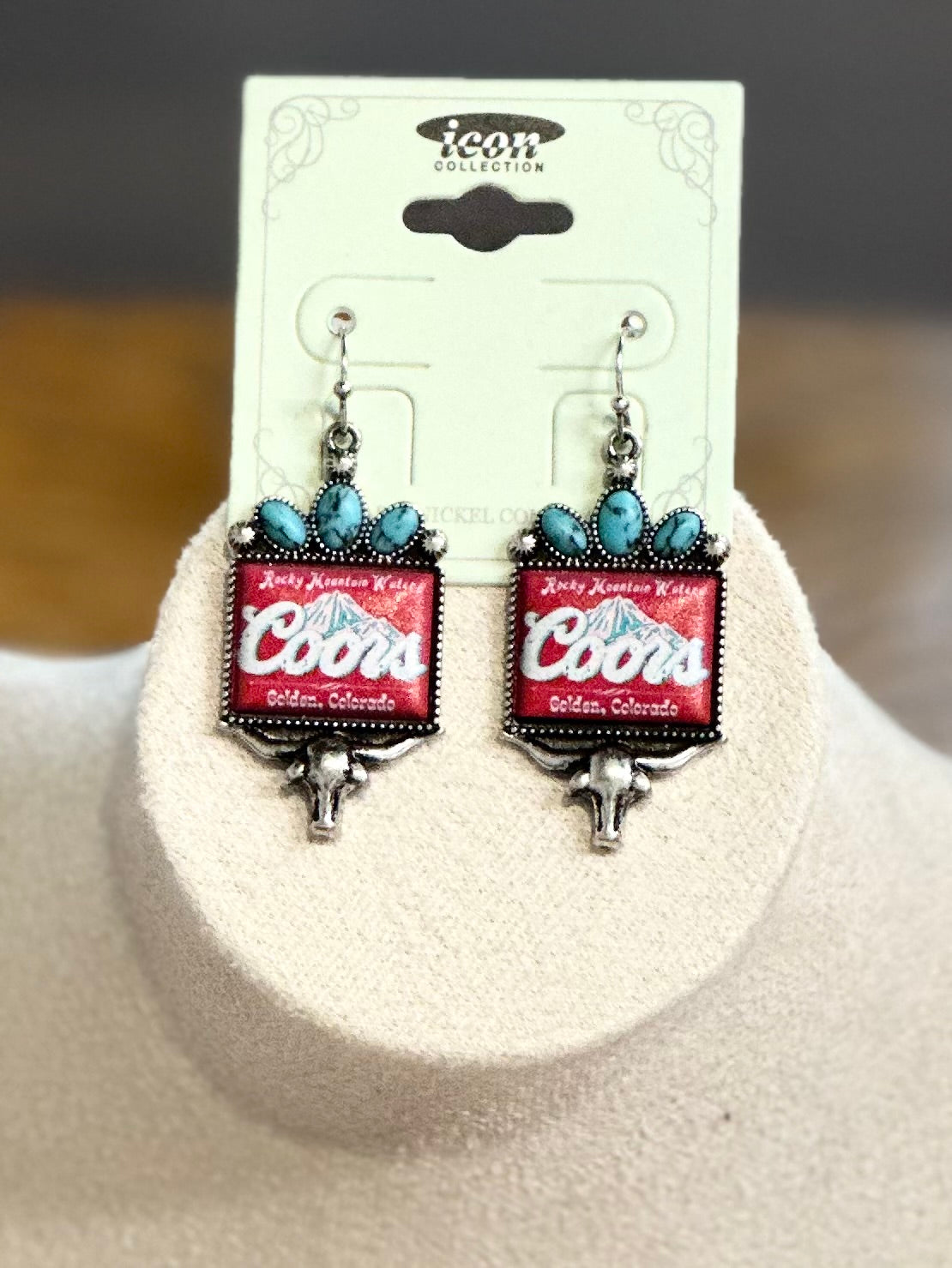 Western Stone Longhorn Coors Earrings