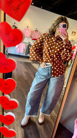 Load image into Gallery viewer, Brown polka dot blouse
