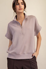 Load image into Gallery viewer, Quarter  Zip Short Sleeve Top
