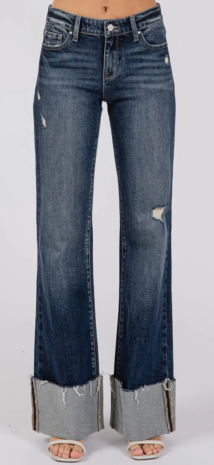 PETRA 153 ~ Mid Rise Comfort Relaxed Flare w/ Cuff