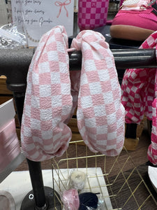 Lt Pink Knotted Checker Head Band