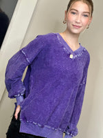 Load image into Gallery viewer, Mineral Washed Purple Pull  Over
