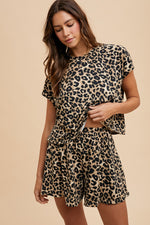 Load image into Gallery viewer, Soft  Touch Leopard Knit Top and Flare Short Set
