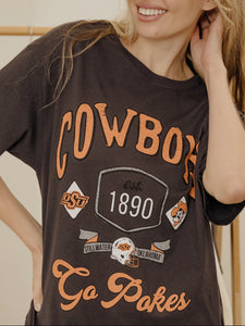 LivyLu Osu Cowboys Patches 25 Dark Gray Airlune Spun Tee *Licensed