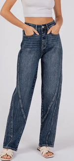 Load image into Gallery viewer, Petra 153 Seam Detailing High Rise
Comfort Barrel Jeans
