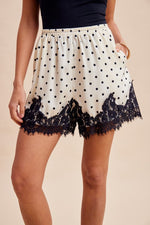 Load image into Gallery viewer, Polka Dot Lace Trim Shorts
