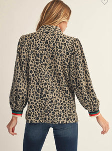 Jodifl Leopard W/Green Red Stripe Detail