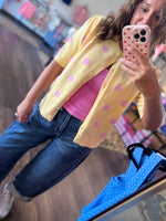 Load image into Gallery viewer, Polka Dot Lemon/Pink Cardigan
