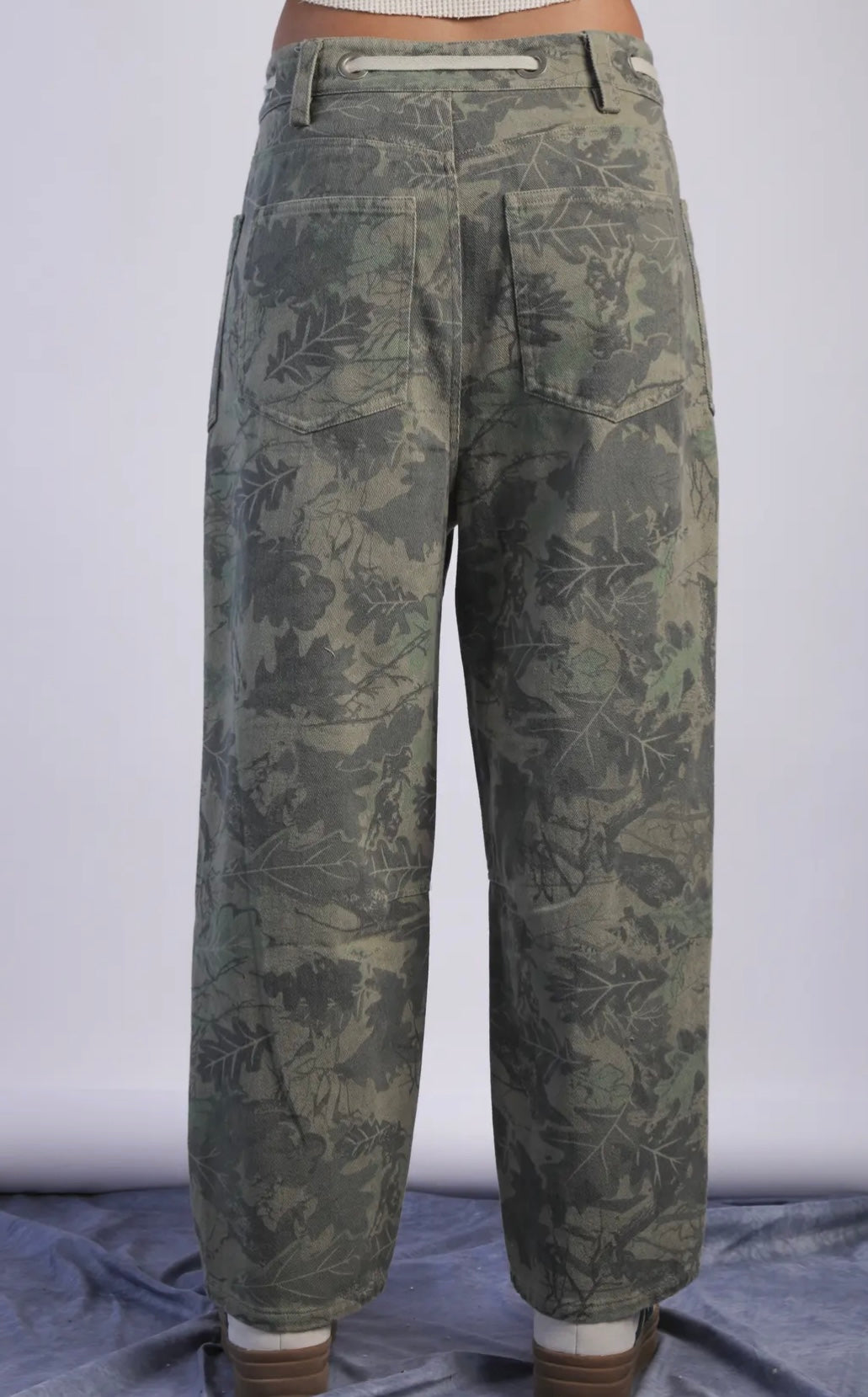 Camo Green Leaf Barrel Denim
