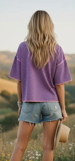 Load image into Gallery viewer, Sewn and Seen ~ Boho Striped Oversized Knit Top

