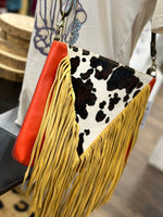 Load image into Gallery viewer, Secily Fringe Leather and Hair on Hide Crossbody Purse
