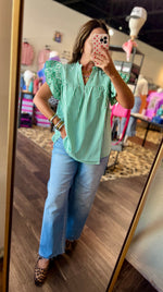 Load image into Gallery viewer, S&amp;S Striped Ruffle Sleeve Babydoll Top (Runs a little big)
