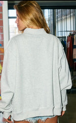 Load image into Gallery viewer, OKLAHOMA Mock
Neck Sweatshirt
GREY/ORANGE STRIPE

