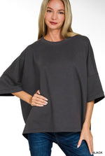 Load image into Gallery viewer, Zenana ~ Scuba Scuba Round Neck Top with Side Slits
