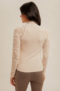 Mockneck Long Sleeve W/Lace Top