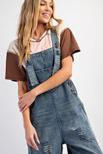 Load image into Gallery viewer, Washed Denim Loose Fit Jumpsuit
