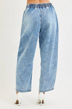 Load image into Gallery viewer, Risen High-Rise Barrel Denim with Drawstring Waist (Light Wash)
