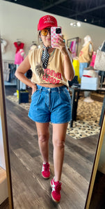 Pin Tuck Denim Shorts