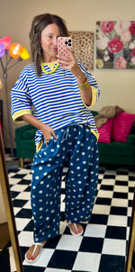 Load image into Gallery viewer, Polka Dot Denim Barrel Pant
