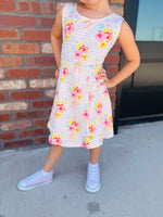 Load image into Gallery viewer, Floral &amp; Stripes Girls Tennis Dress

