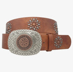 Load image into Gallery viewer, Two Tone Boho Buckle &amp; Stud Strap Belt
