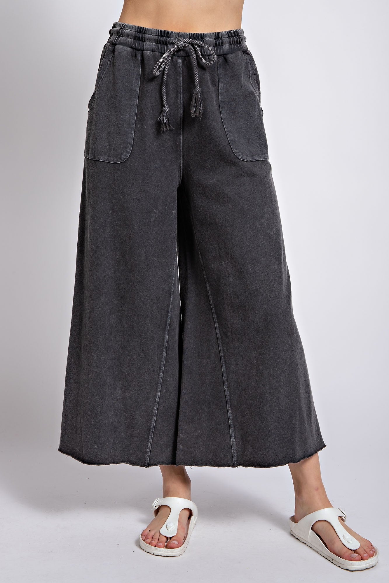 Washed Terry Knit Wide Leg