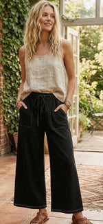 Load image into Gallery viewer, Sewn &amp; Seen ~ Relaxed Wide Leg Lightweight Drawstring Pants
