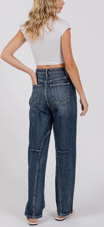 Load image into Gallery viewer, Petra 153 Seam Detailing High Rise
Comfort Barrel Jeans
