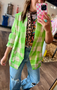 Neon Plaid Blazer