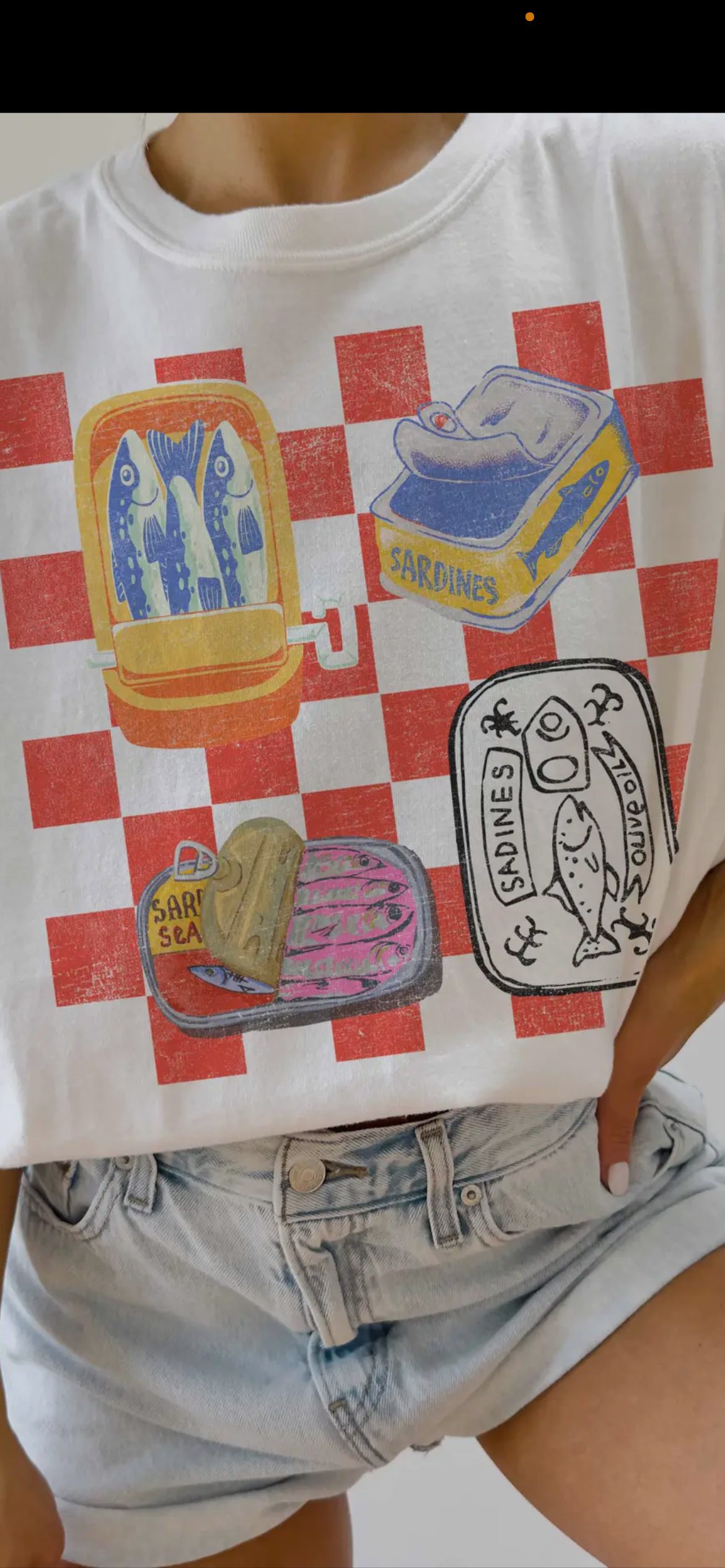 Checkered Sardines Oversized Tee