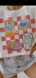 Checkered Sardines Oversized Tee