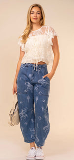 Load image into Gallery viewer, Blue B. ~ Western Print Barrel Leg
Denim Jean
