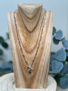 Silver Paper Clip Chain Letter Necklace