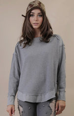 Load image into Gallery viewer, Mineral Washed Elbow Patch Contrast Knit Top
