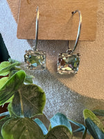 Load image into Gallery viewer, Silver Hoop Geo Shape Crystal Earrings
